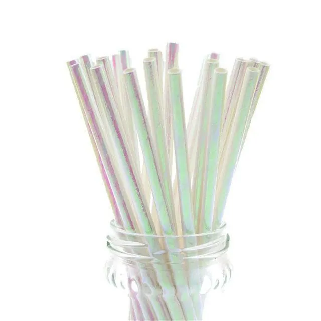 10pk Metallic Iridescent Paper Straws