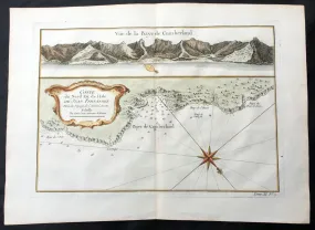 1755 Bellin Antique Map Cumberland Bay Juan Fernandez Is Chile Selkirk & Crusoe