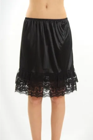 21” Tiered Lace Half Slip in Black