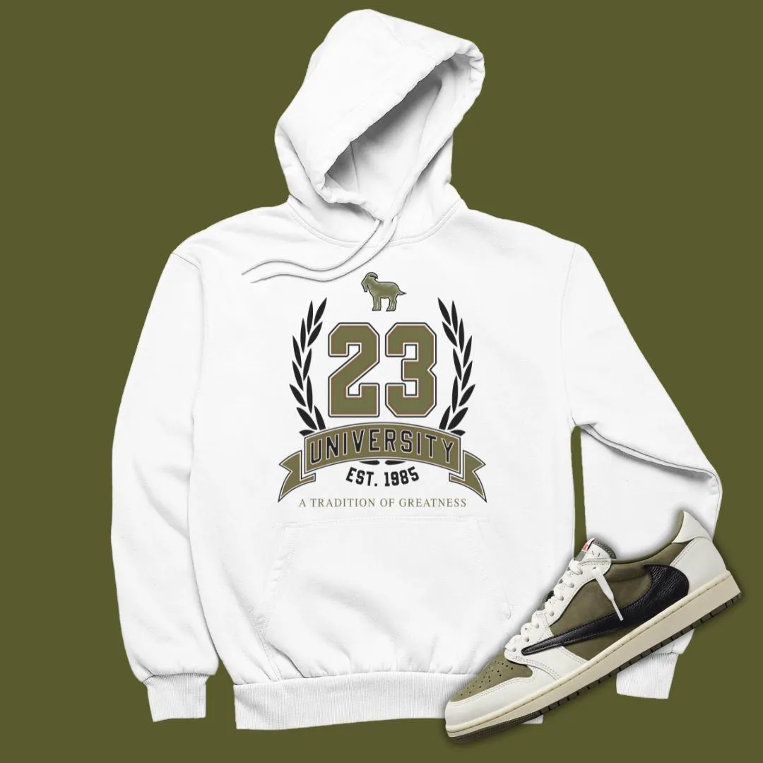 23 University Hoodie Matching Travis Scott x Air Jordan 1 Low OG Medium Olive