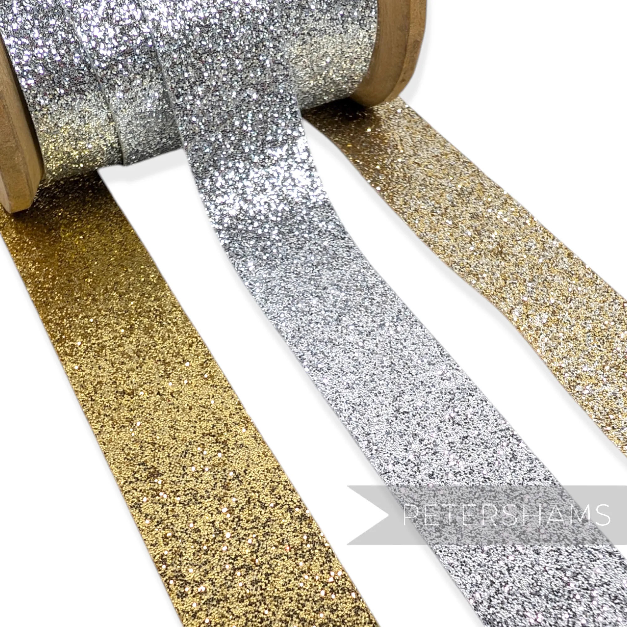 25mm Metallic Glitter Lamé Ribbon Trim - 1m