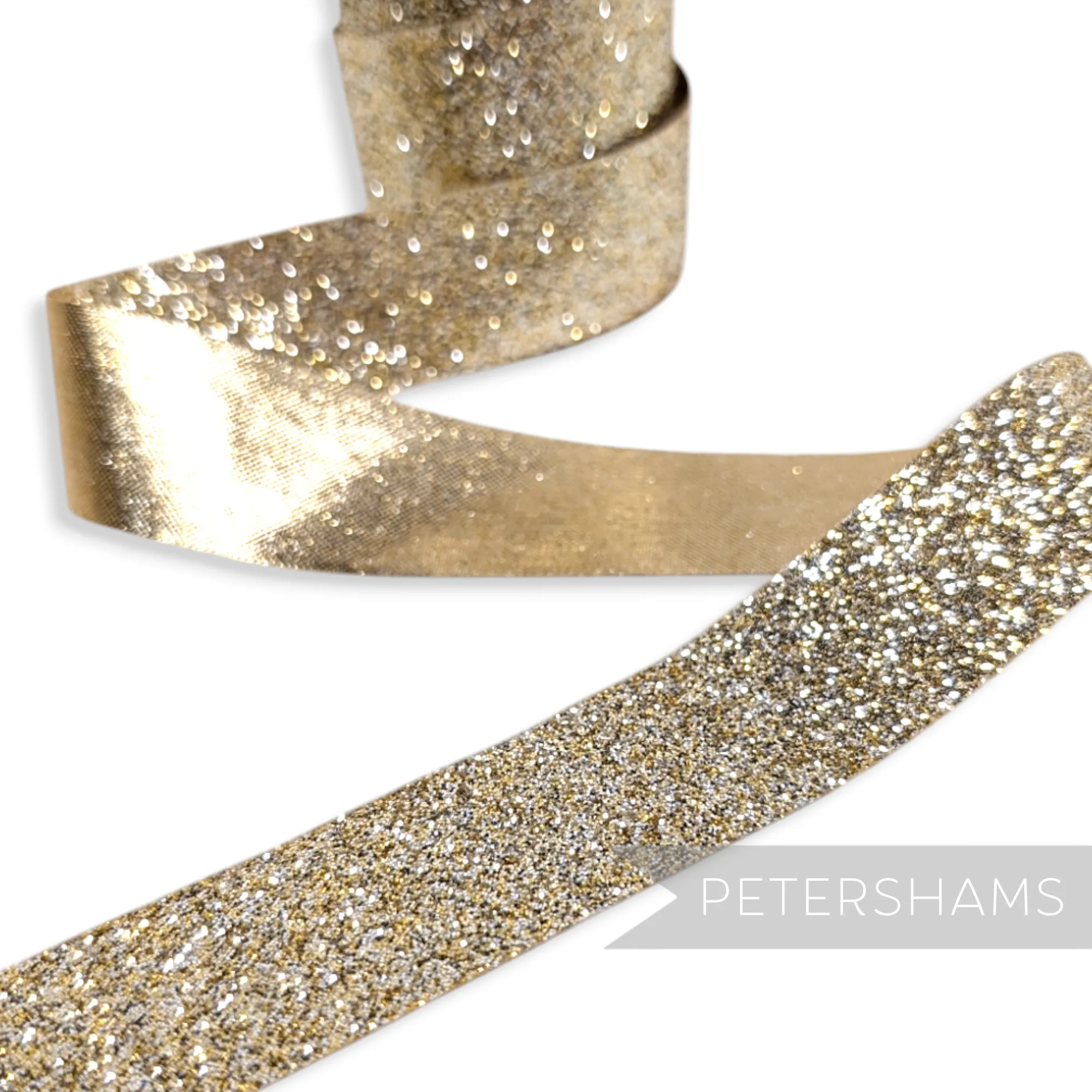 25mm Metallic Glitter Lamé Ribbon Trim - 1m