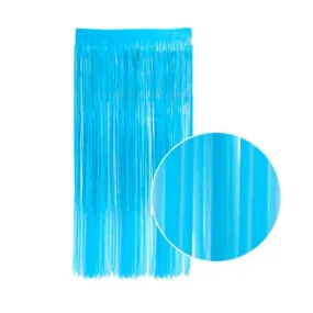 2m Metallic Neon Shimmer Curtain - Fluro Blue