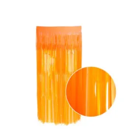 2m Metallic Neon Shimmer Curtain - Fluro Orange