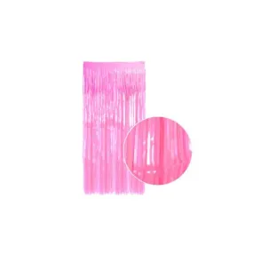 2m Metallic Neon Shimmer Curtain - Fluro Pink