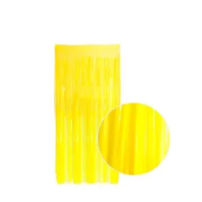 2m Metallic Neon Shimmer Curtain - Fluro Yellow