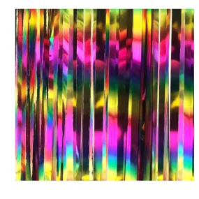 2m Metallic Shimmer Curtain - Iridescent Rainbow