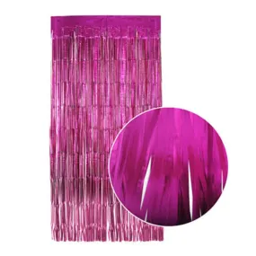 2m Metallic Shimmer Curtain - Matte Hot Pink