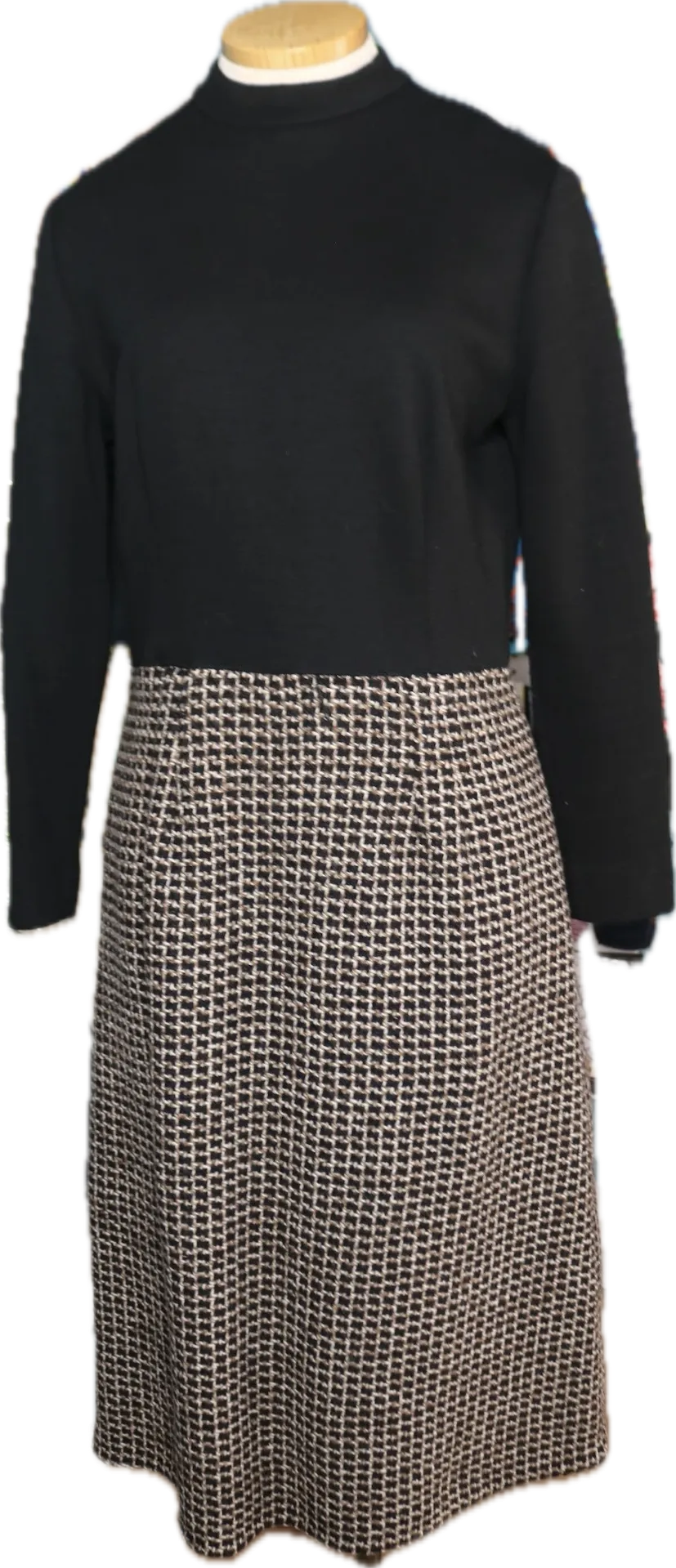 60s Garguilo Blk/Brown Tweed Dress   Cape Set    w30