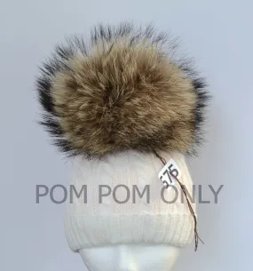 9,5" HUGE FUR POMPOM! Large Raccoon Pom-Pom, Fur Pom Pom for Hat, Pom Pom for Women Hat, for Children Hat, for Knit Hat, Raccoon Fur, Child