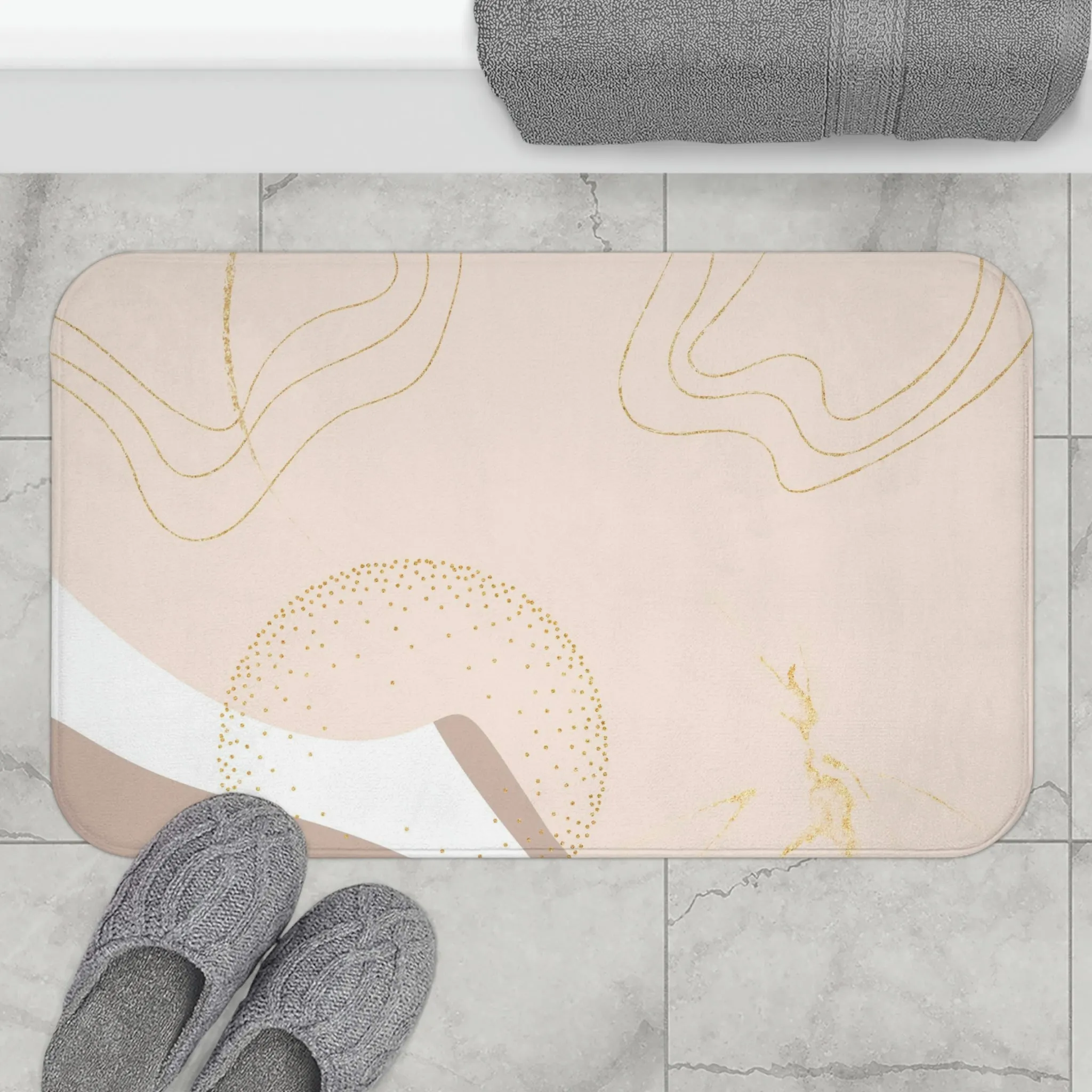 Abstract Bath Mat | Pastel Blush Pink