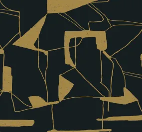 Abstract Geo Wallpaper in Black/Gold from the Modern Metals Second Edition