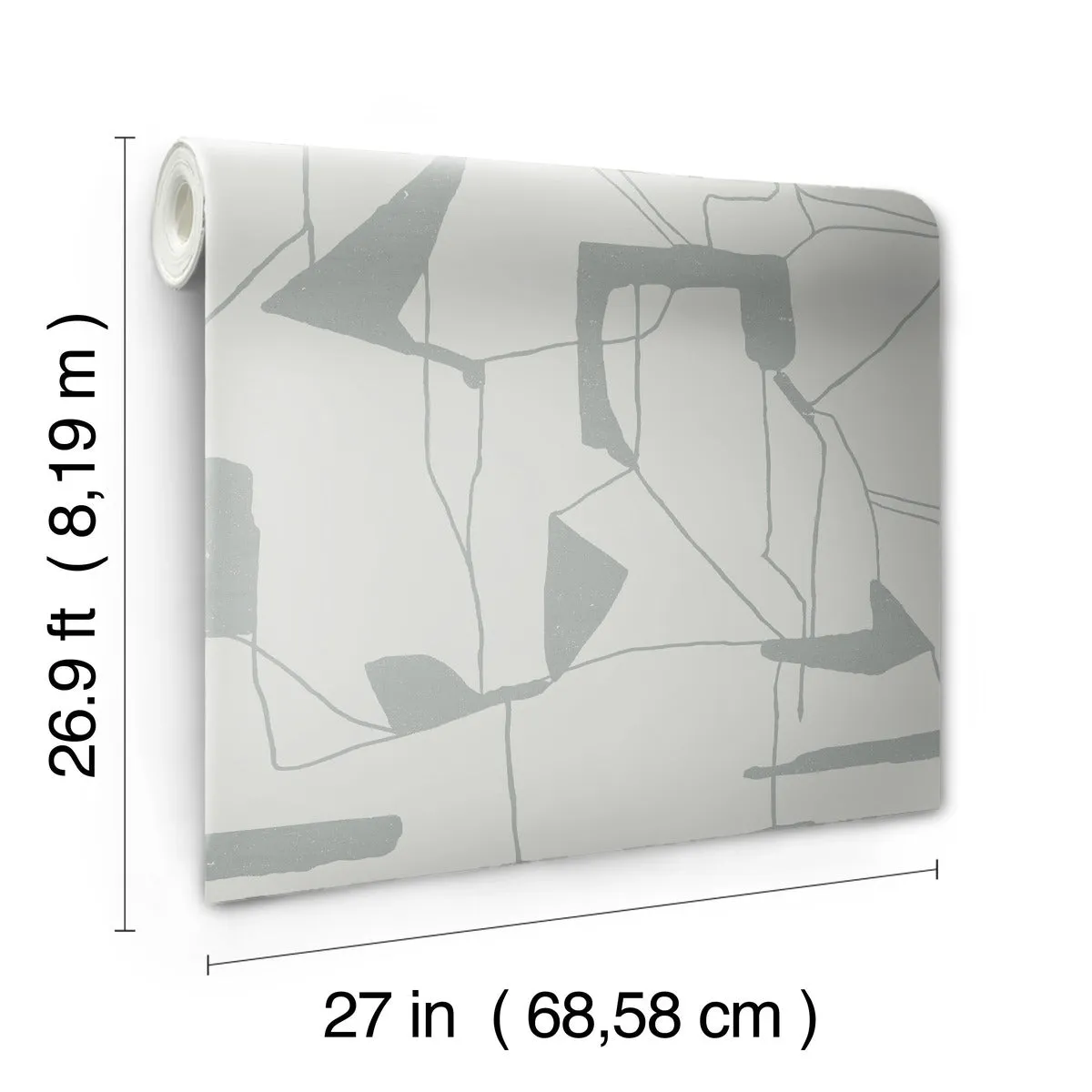 Abstract Geo Wallpaper in Fog/Silver from the Modern Metals Second Edition