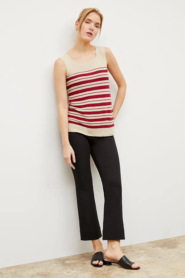 Adele Tank - Knit Linen :: Crimson / Ivory