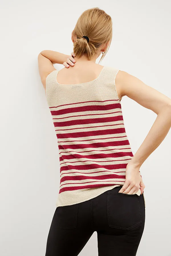 Adele Tank - Knit Linen :: Crimson / Ivory