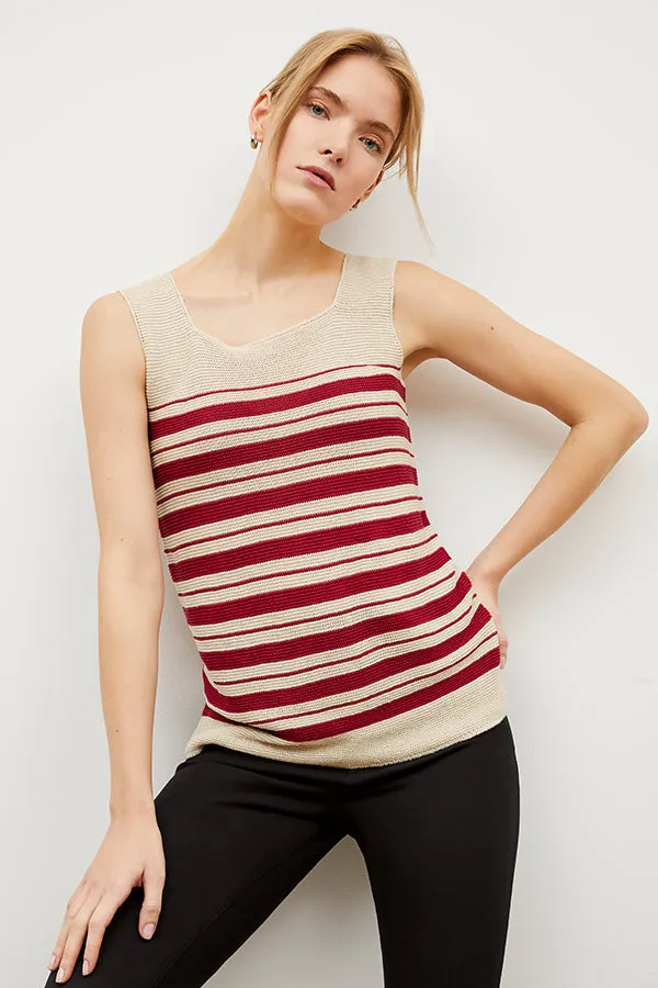 Adele Tank - Knit Linen :: Crimson / Ivory