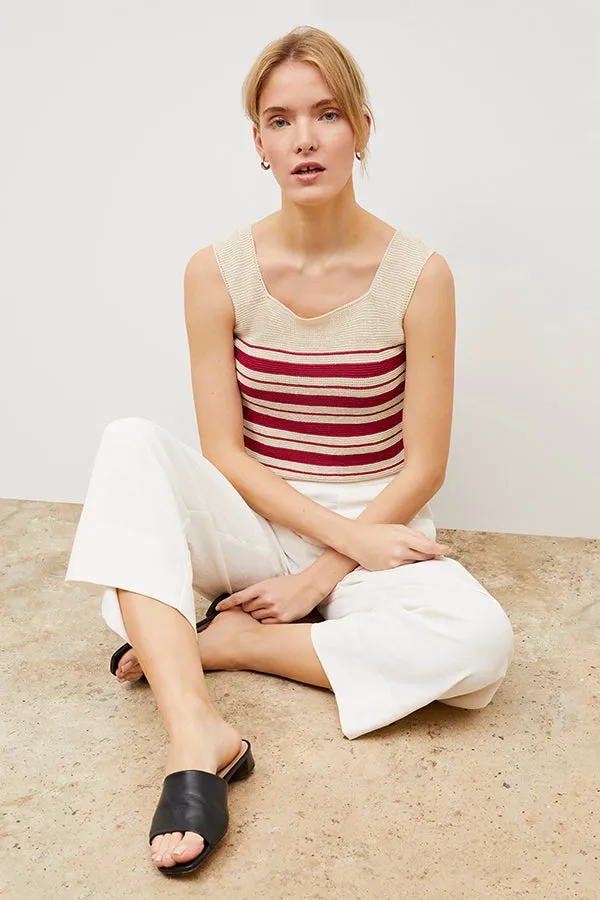 Adele Tank - Knit Linen :: Crimson / Ivory