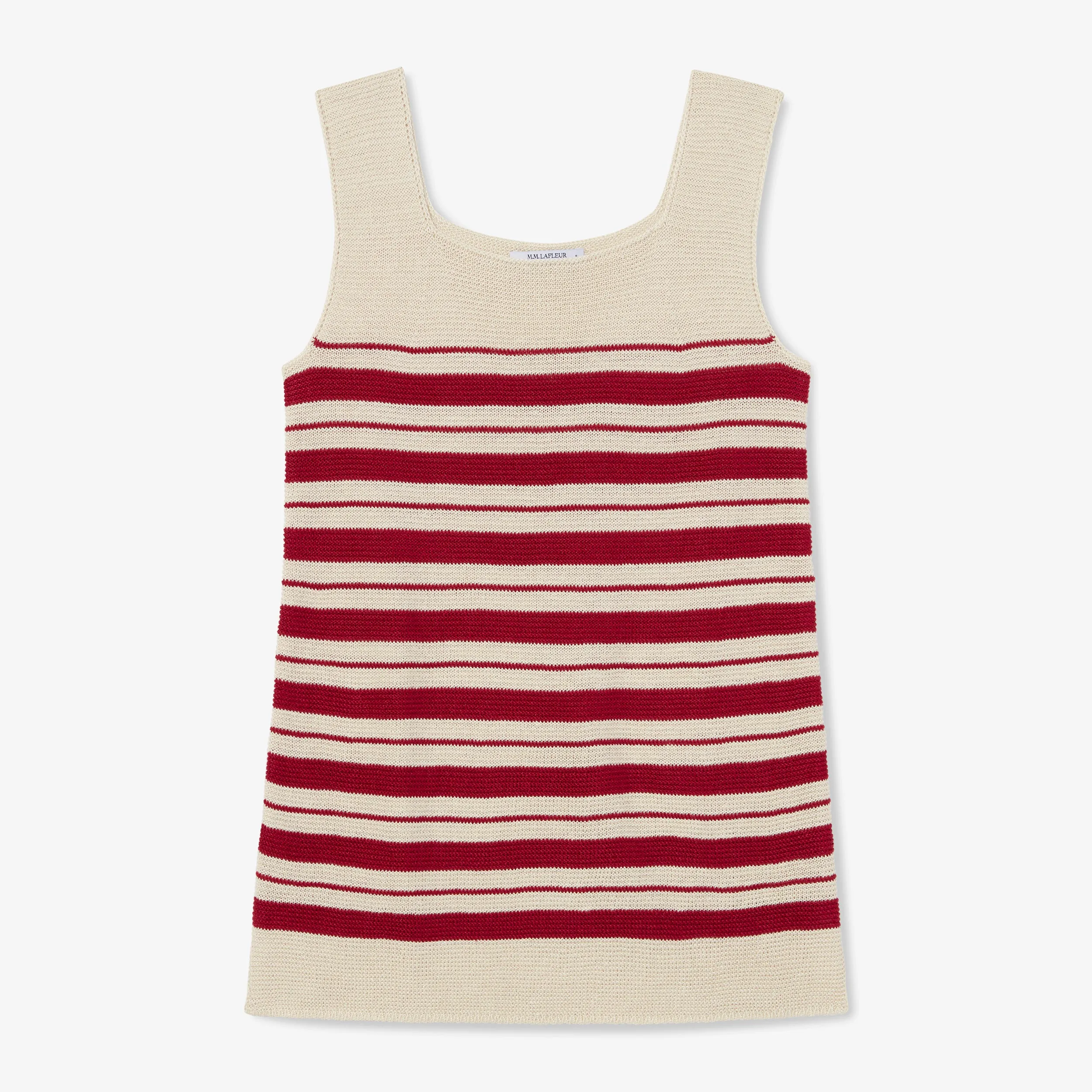 Adele Tank - Knit Linen :: Crimson / Ivory