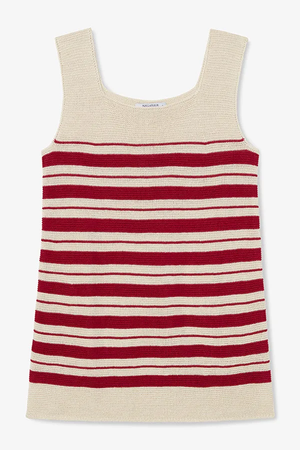 Adele Tank - Knit Linen :: Crimson / Ivory