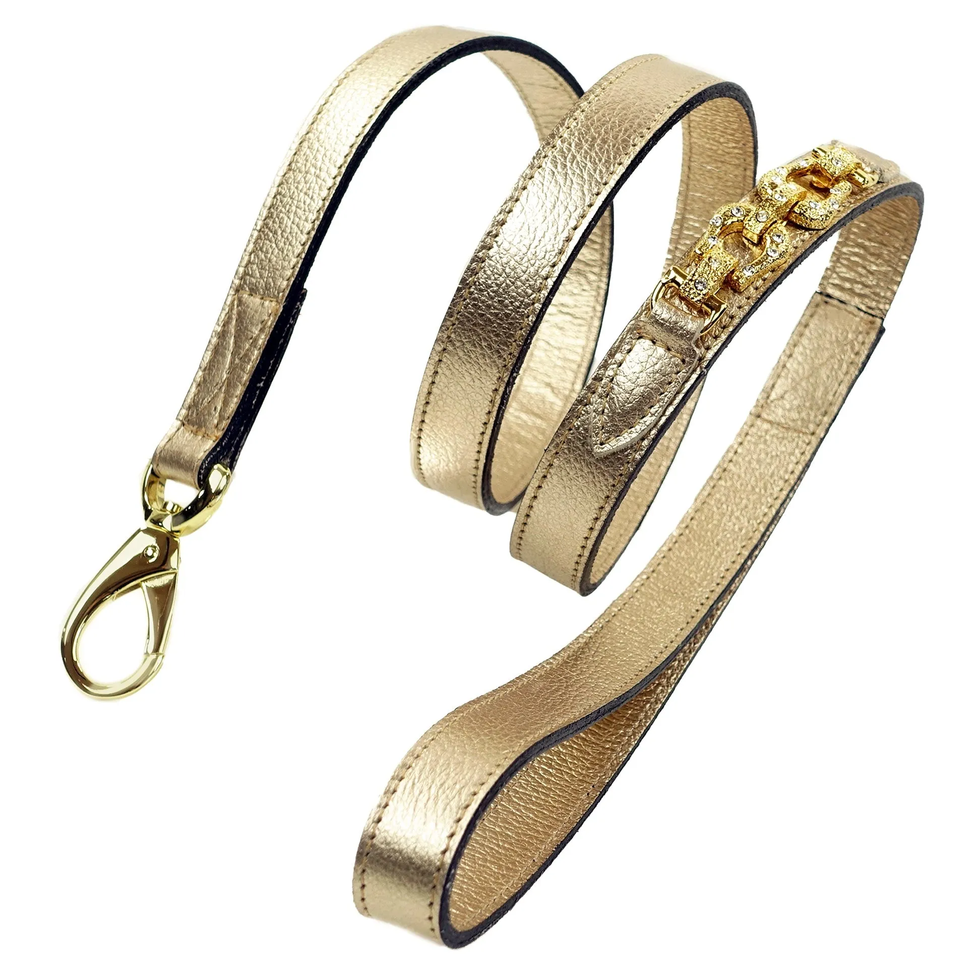 After Eight Dog Leash in Metallic Gold