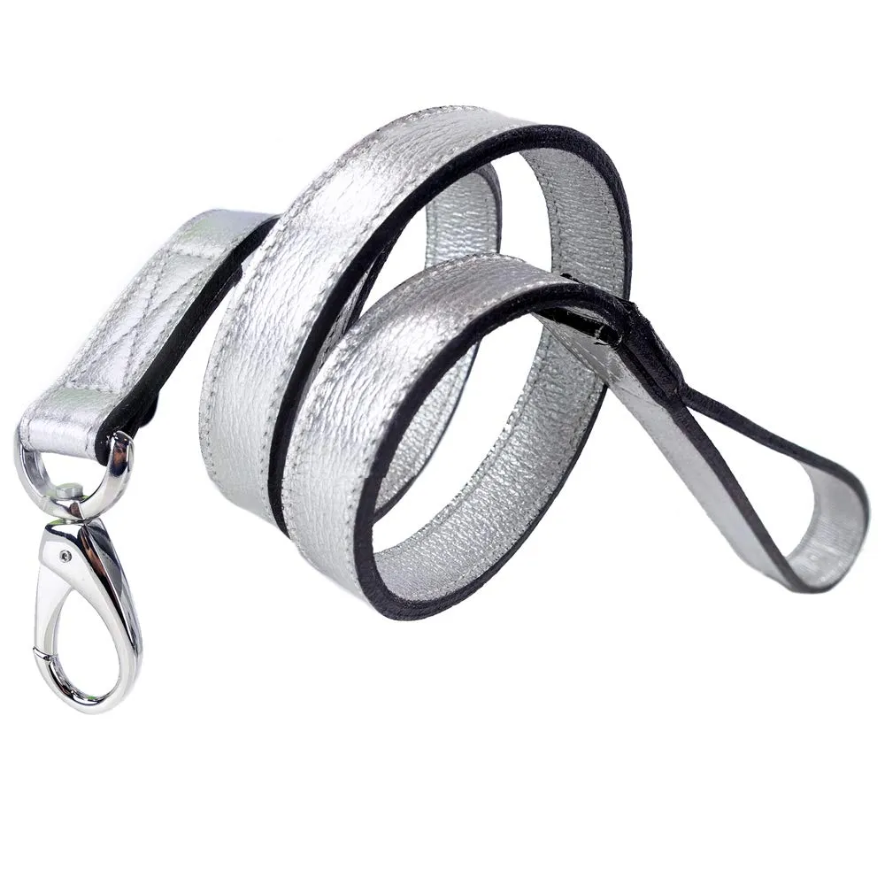 After Eight Dog Leash in Metallic Silver