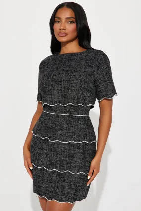 All Business Tweed Mini Dress - Black