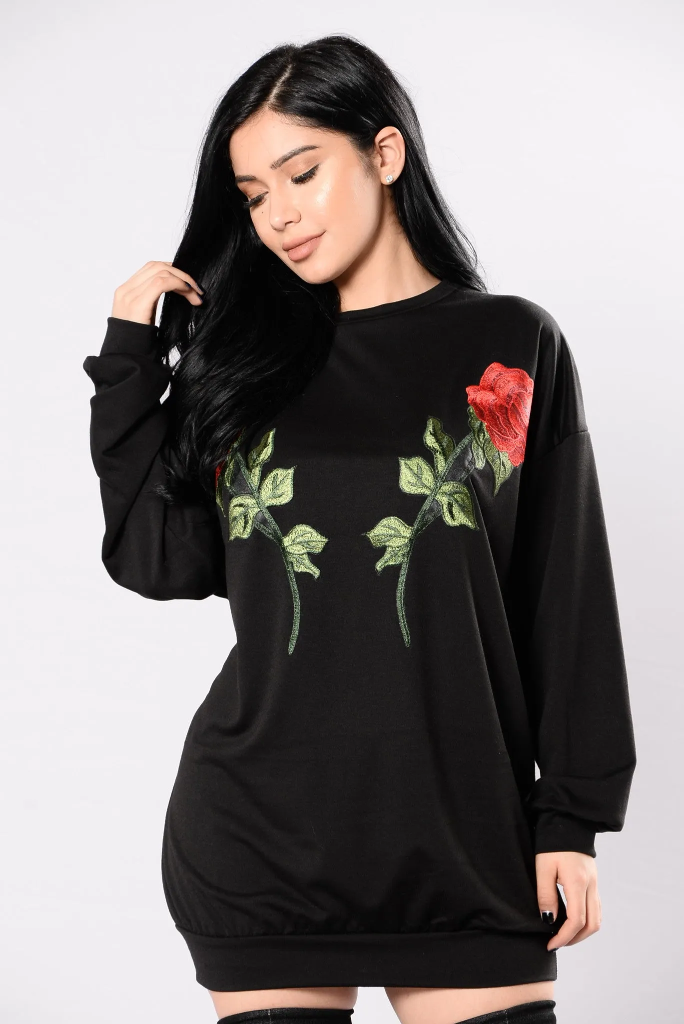 And Don't Send Roses Tunic Dress - Black