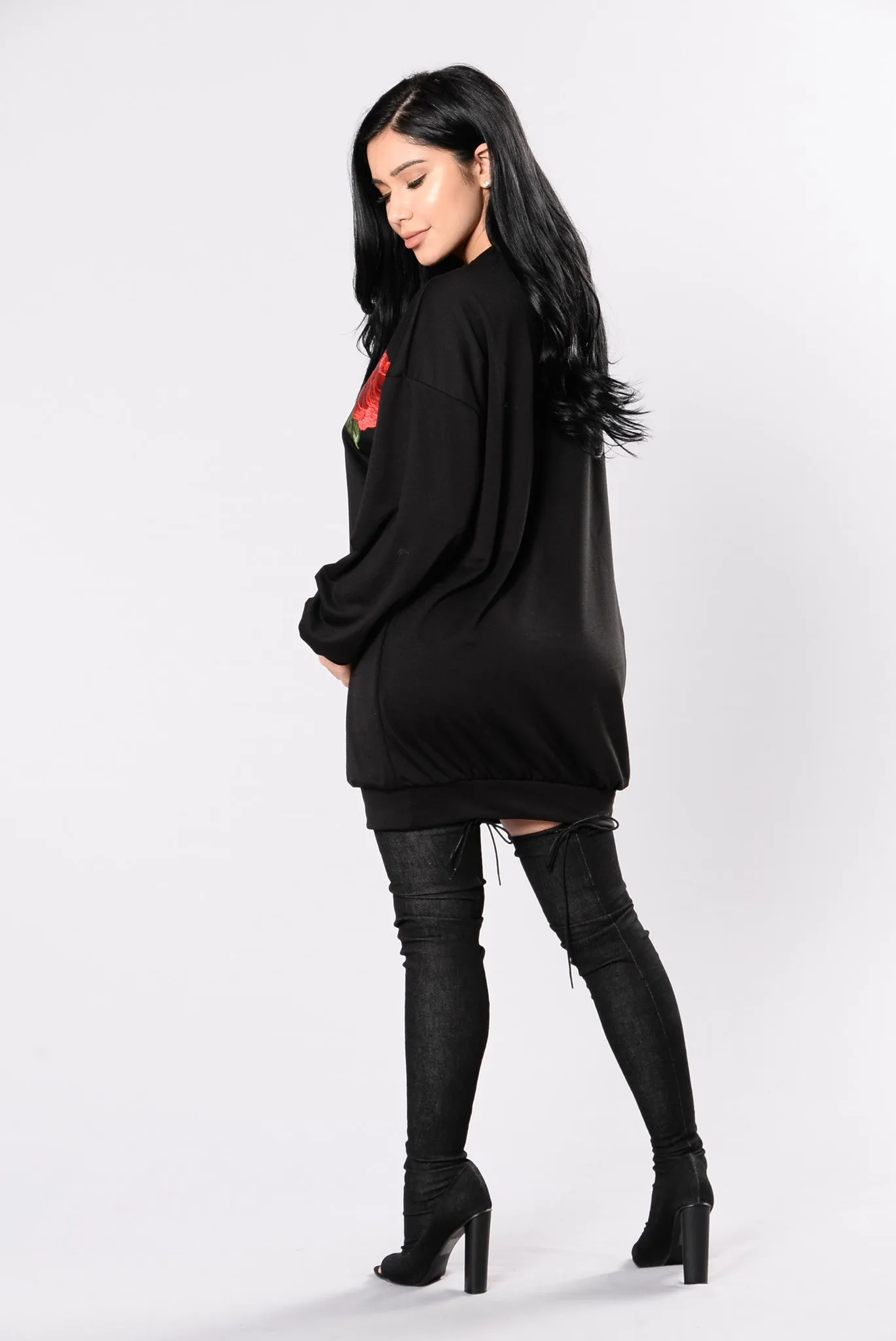 And Don't Send Roses Tunic Dress - Black