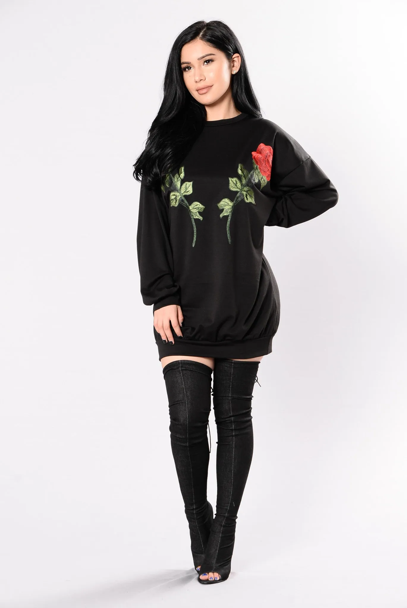 And Don't Send Roses Tunic Dress - Black