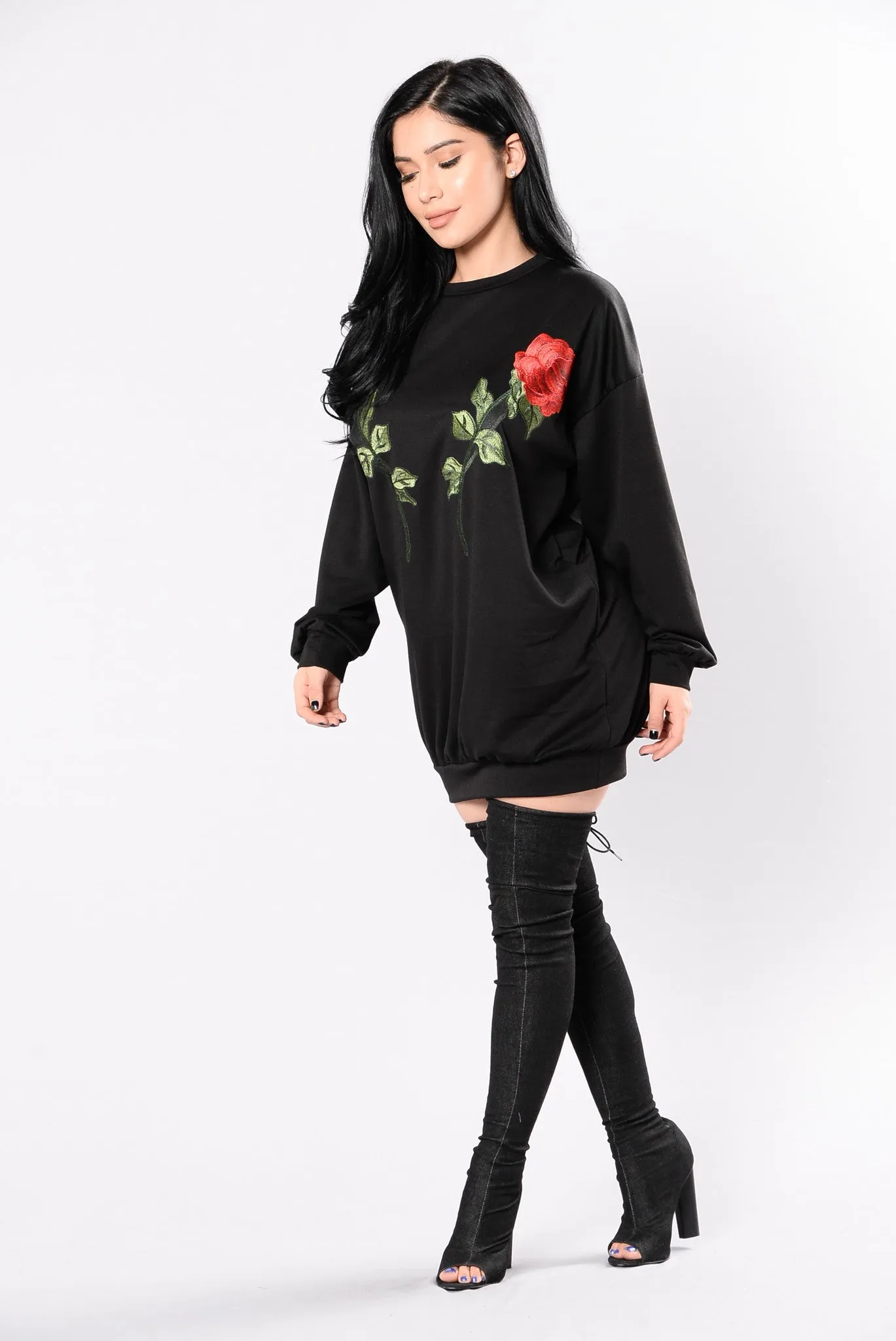 And Don't Send Roses Tunic Dress - Black