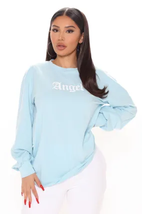 Angels Exist Long Sleeve Top - Blue