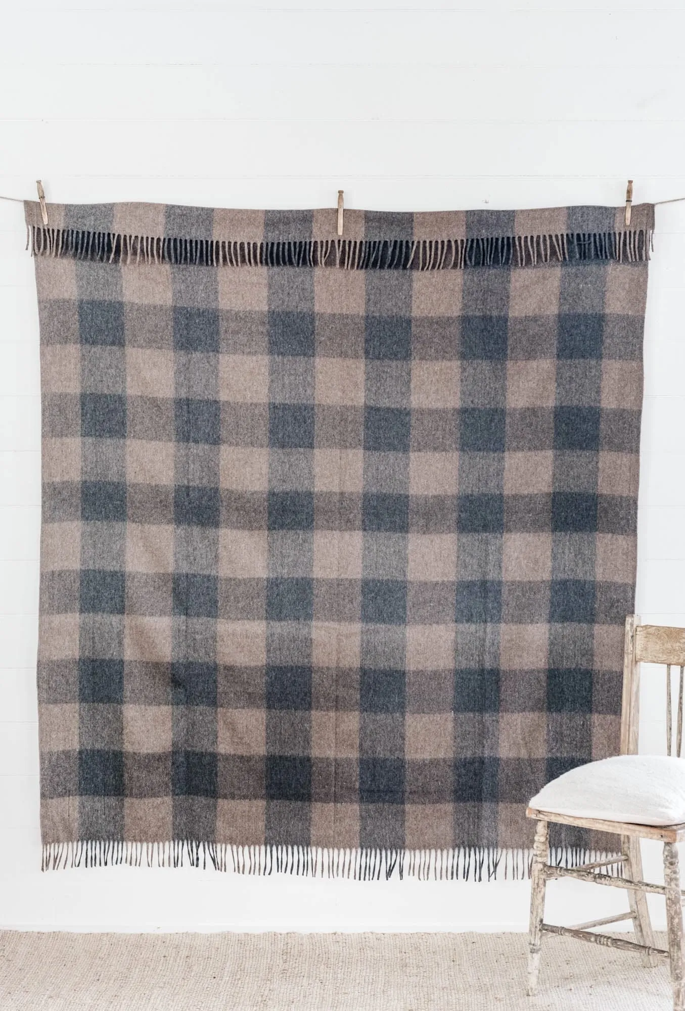 Antipodean Collection | Recycled Wool Check Blankets | Ash