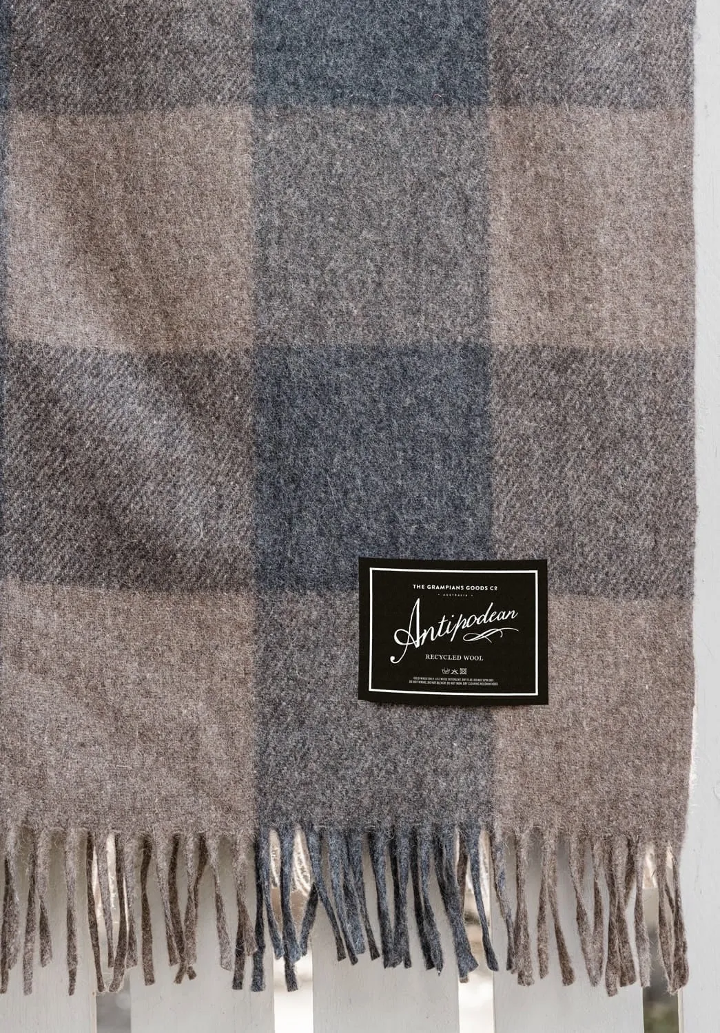 Antipodean Collection | Recycled Wool Check Blankets | Ash