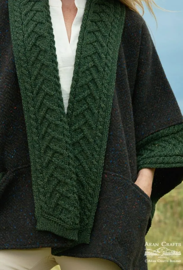 Aran Crafts Ashbourne Tweed Cape | Green