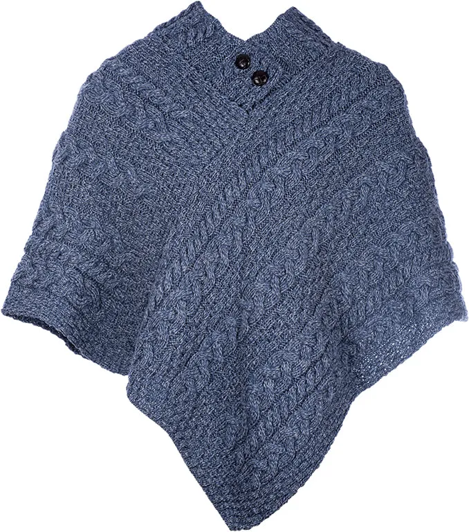 Aran Poncho | Denim