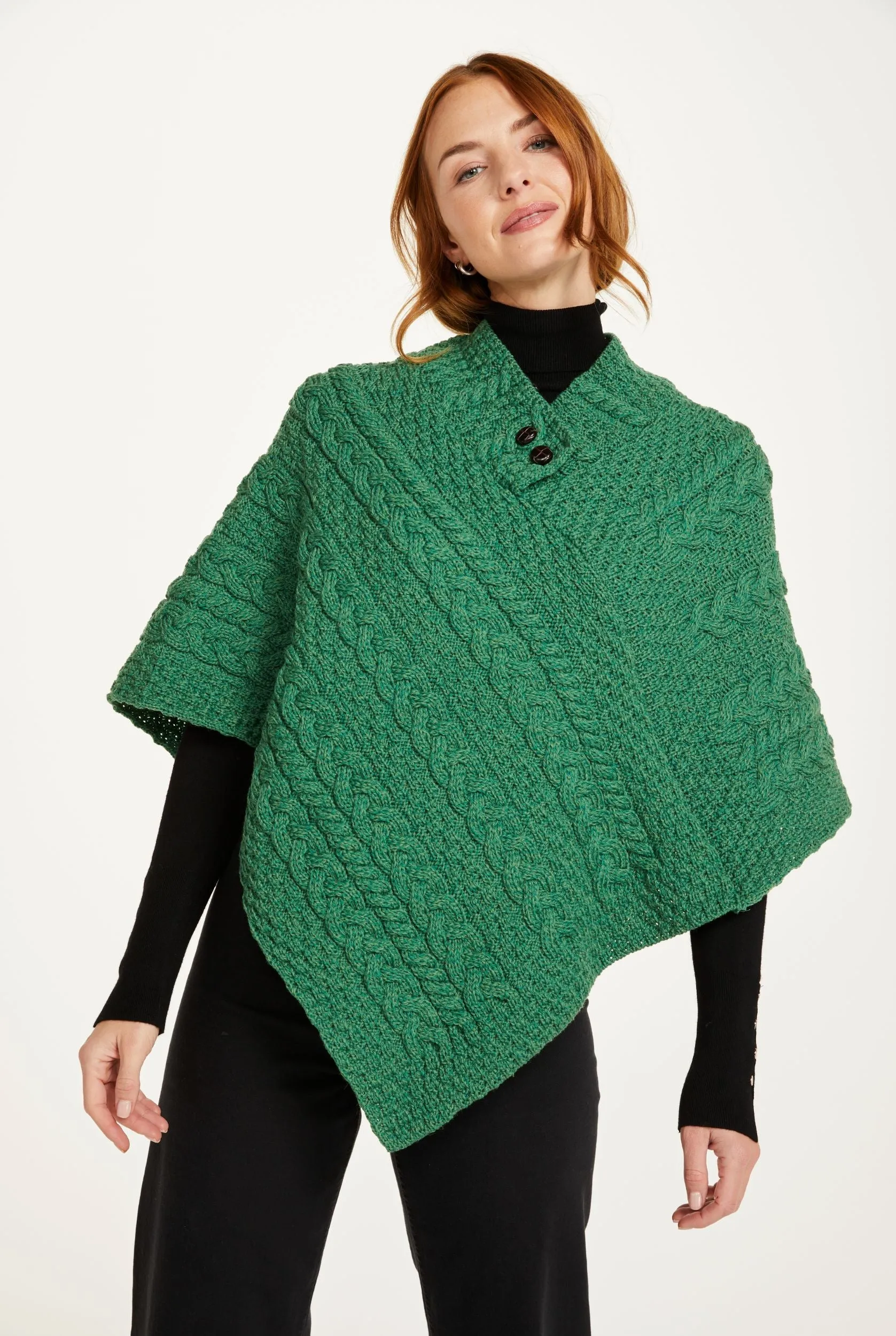 Aran Poncho | Green