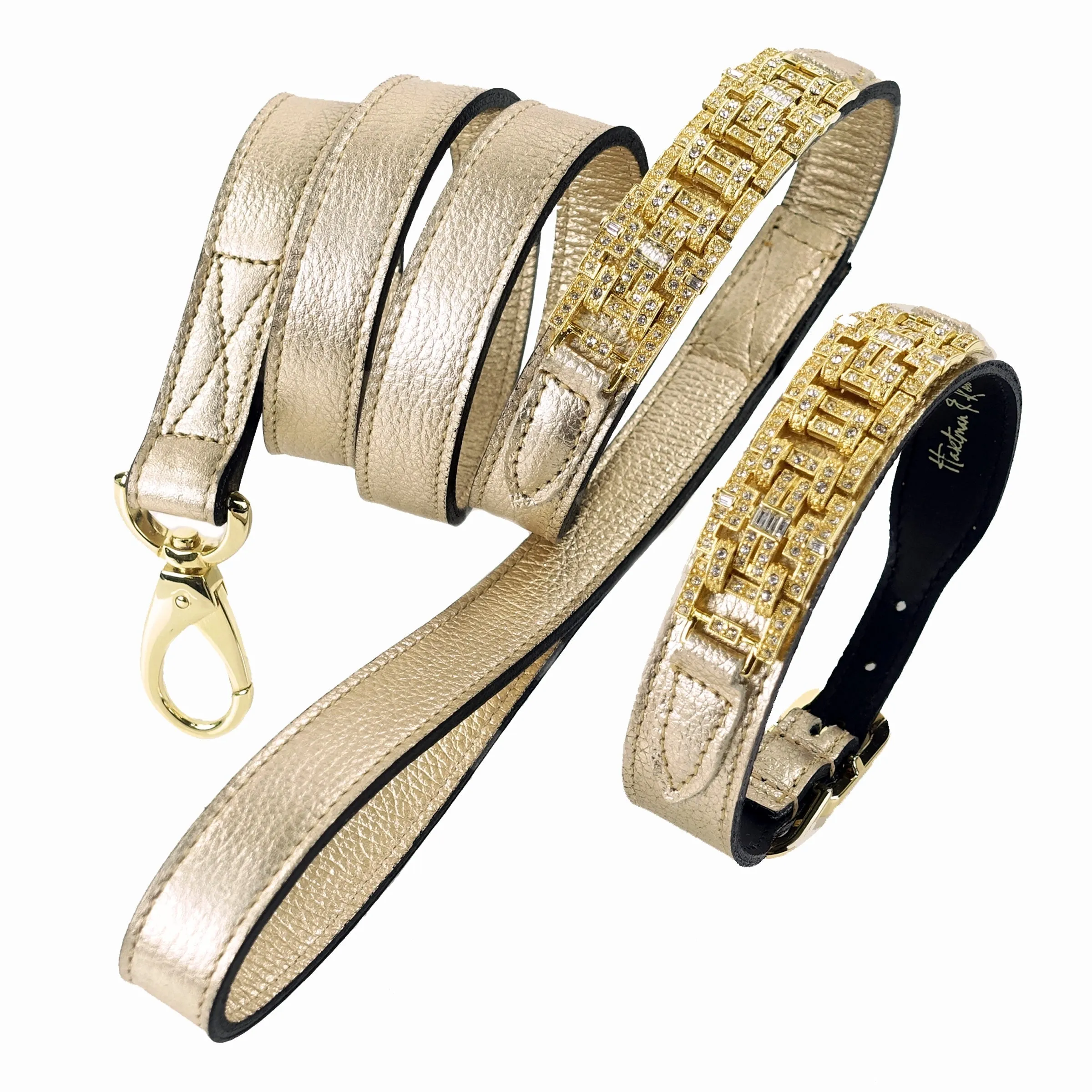 Art Deco Dog Leash in Gold Metallic & Gold