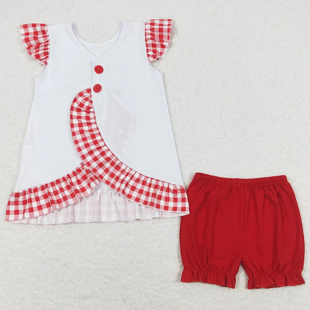 Baby Girls Clothes 4th Of July Flag Tractor Tunic Shorts Sets GSSO0662