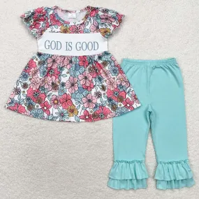 Baby Girls Clothes Flowers Tunic Top Ruffle Pants Sibling Boys Clothes Sets GSPO1658