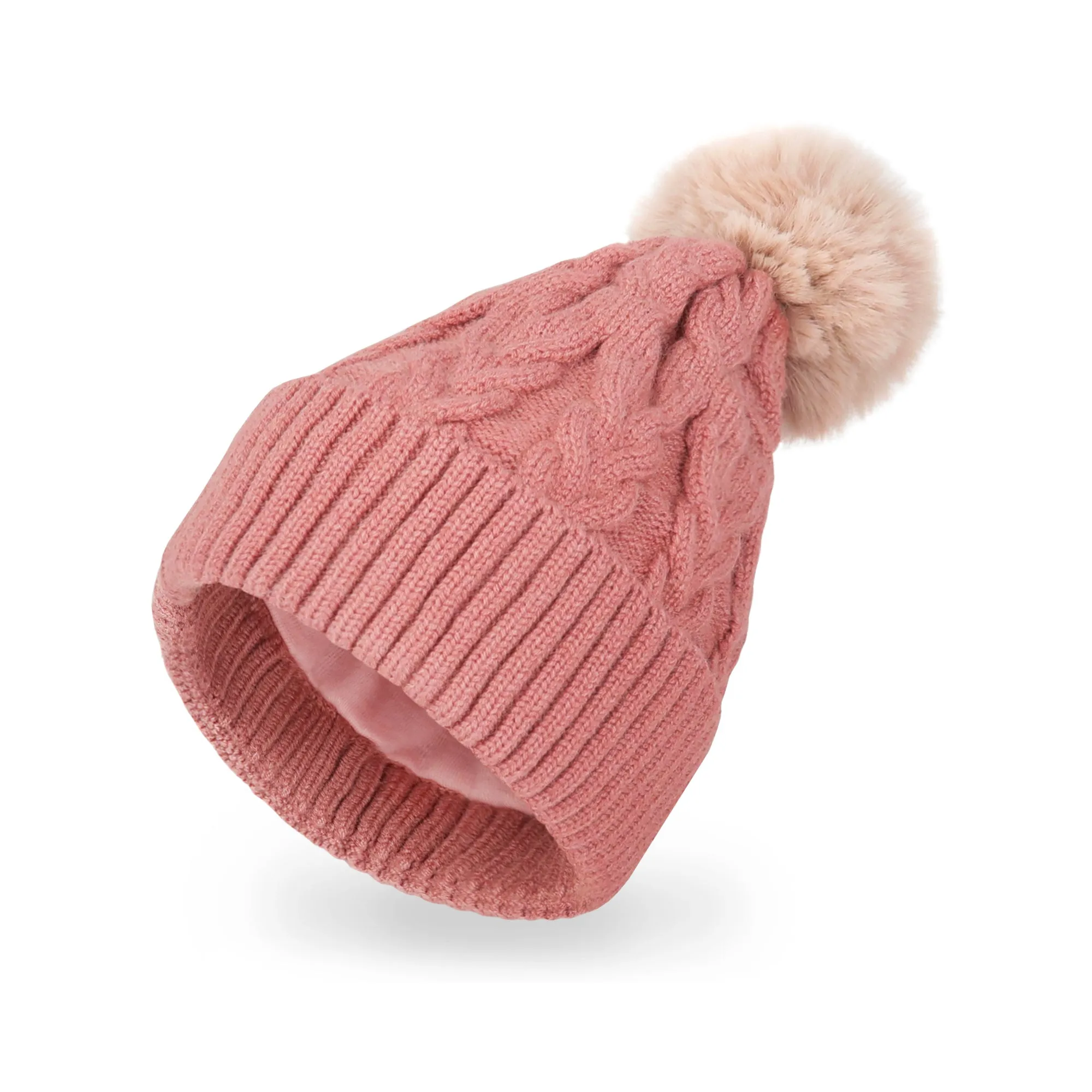 Baby Winter Knit Cotton Lined Pompom Hat | Yellow