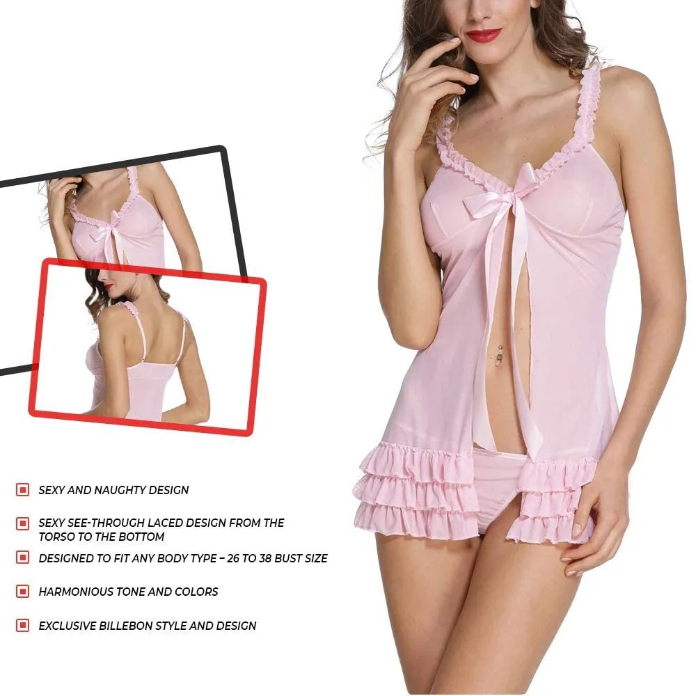 Babydoll Nightwear Lingerie Layered Open Front Design