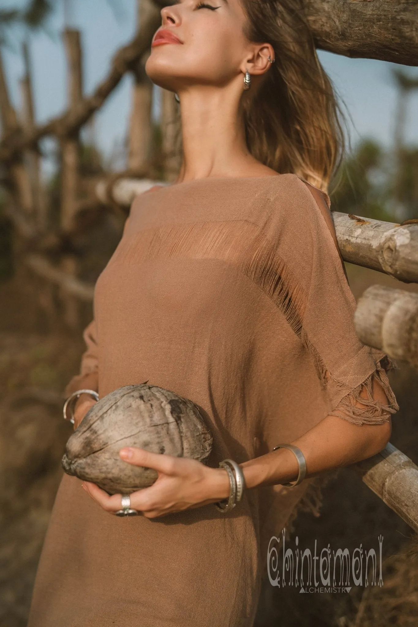 Beach Poncho Dress / Coffee