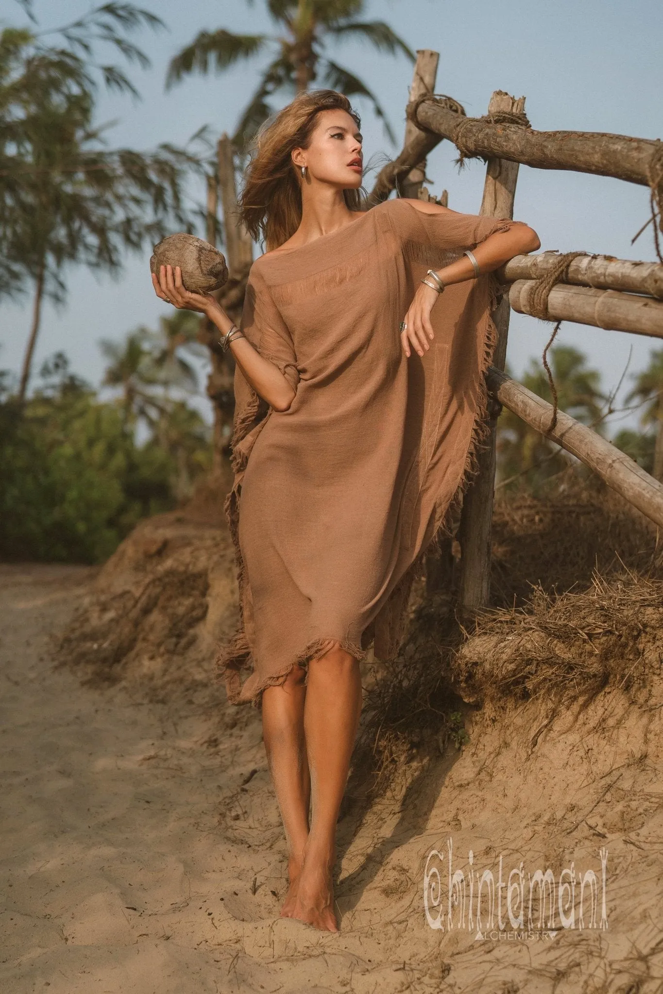 Beach Poncho Dress / Coffee