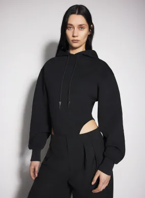 black fleece hoodie bodysuit