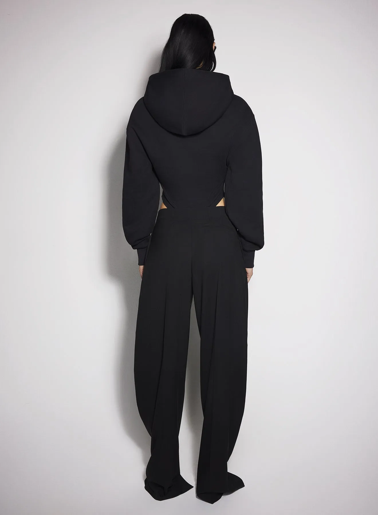 black fleece hoodie bodysuit