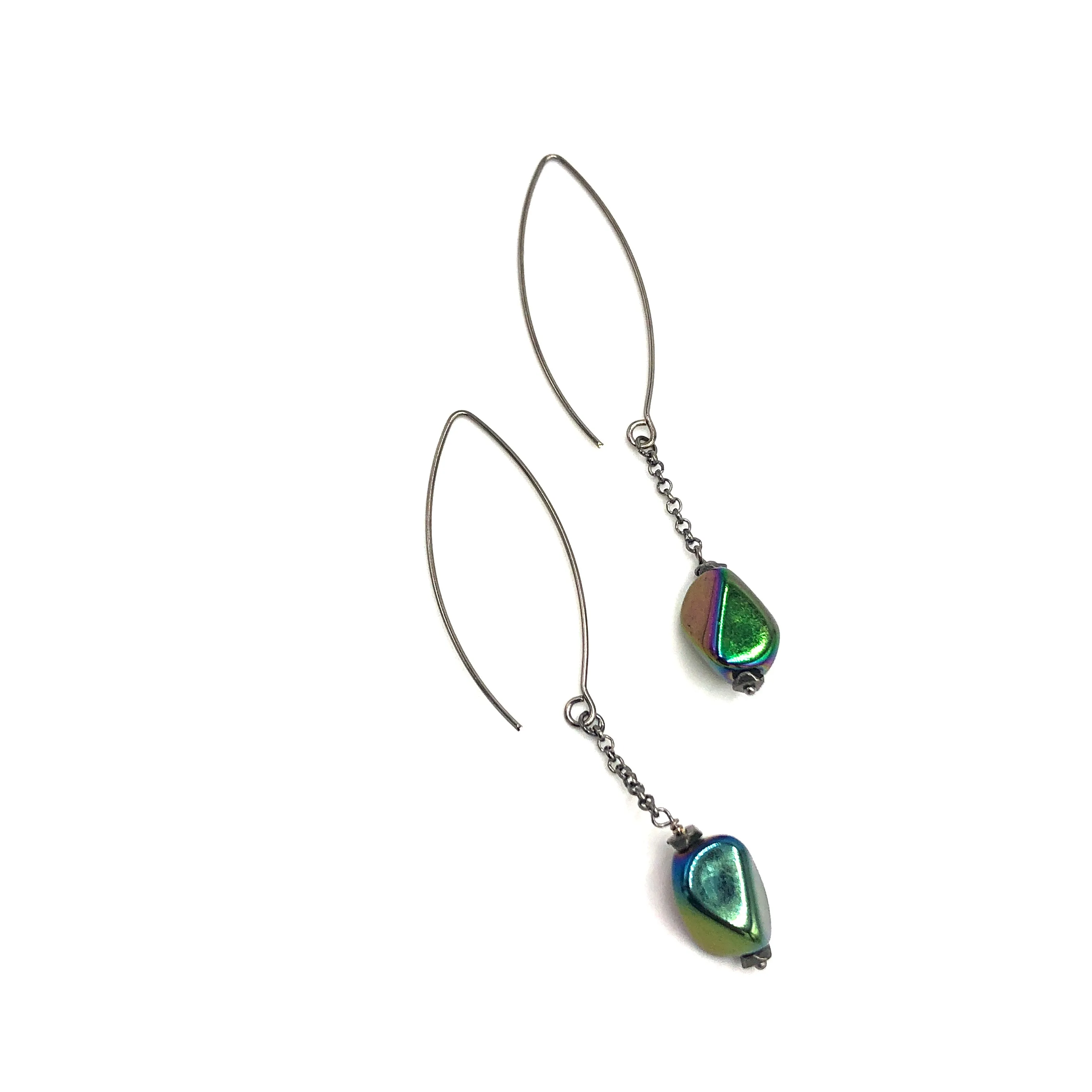 Black Iris RainChain Drop Earrings