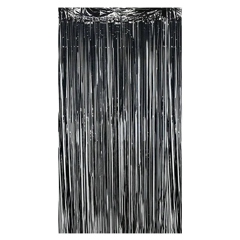 Black Metallic Fringe Tinsel Curtain Backdrop