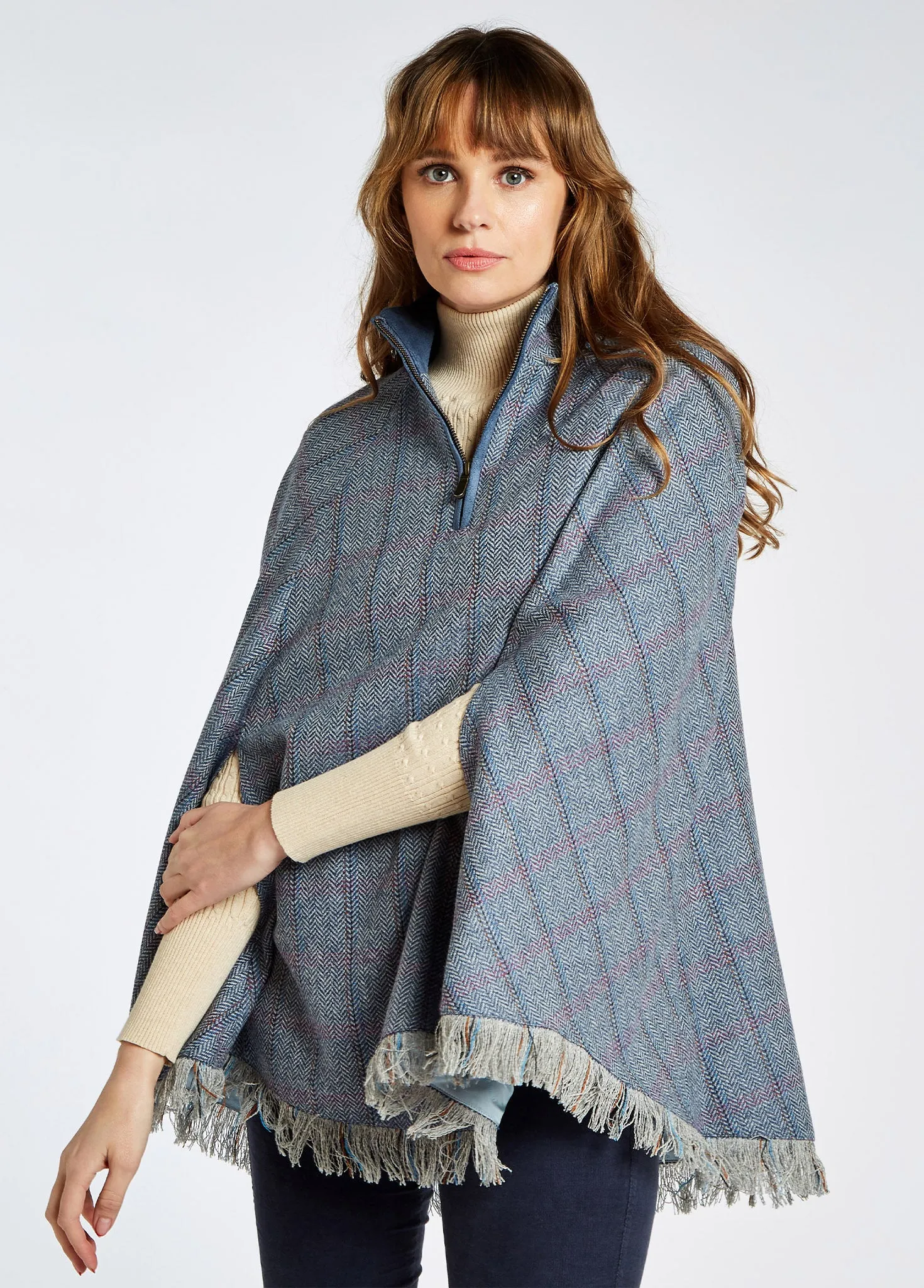 Blackmoor Tweed Cape - Denim Haze