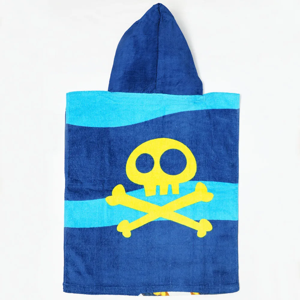 Blue Captain Jake Printed Hooded Poncho Towel