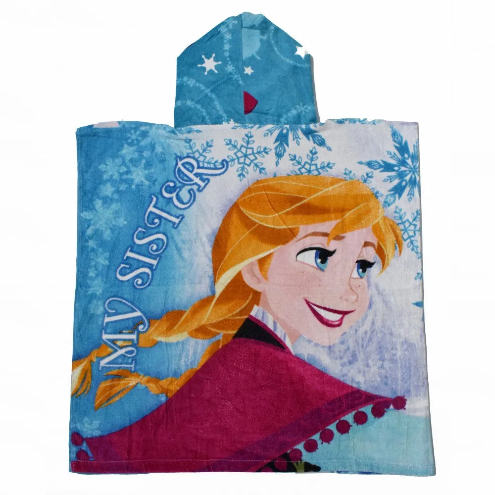 Blue Frozen Sister Hooded Poncho Towel